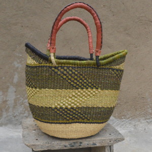 Green and Blue Large Ushopper Bolgatanga Basket